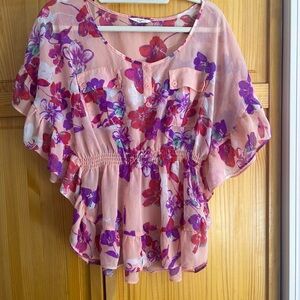 Candie's Pink and Purple Floral Blouse